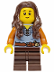 Minifig No: bdp245  Name: Mushroom Village - Female, Sand Blue Vest, Dark Brown Medium Legs, Dark Brown Long Wavy Hair
