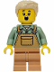 Minifig No: bdp246  Name: Mushroom Village - Female, Medium Nougat Overalls over Sand Green Shirt, Medium Nougat Medium Legs, Tan Hair