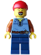 Minifig No: bdp252  Name: Pirate - Male, Sand Blue Vest, Dark Blue Legs, Red Bandana