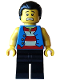 Minifig No: bdp256  Name: Pirate - Male, Blue Vest, Black Legs, Black Hair with Short Ponytail