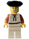 Minifig No: bdp259  Name: Pirate - Female, Tan Vest and Legs, Black Tricorne Hat
