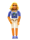 Minifig No: belvfemale18  Name: Belville Female - White Shorts, Medium Violet Shirt, Light Yellow Hair
