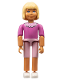 Minifig No: belvfemale21  Name: Belville Female - Pink Shorts, Dark Pink Shirt with Collar, Light Yellow Hair