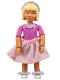 Minifig No: belvfemale21a  Name: Belville Female - Pink Shorts, Dark Pink Shirt with Collar, Light Yellow Hair, Skirt, Bows, Headband