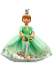 Minifig No: belvfemale31a  Name: Belville Female - Princess Flora, Medium Green Top, Skirt, Crown