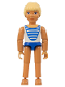 Minifig No: belvfemale44  Name: Belville Female - Laura - White/Blue Swimsuit with Blue Stripes, Long Light Yellow Hair