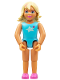 Minifig No: belvfemale48  Name: Belville Female - Bright Light Blue Swimsuit with Yellow and Magenta Stars, Light Yellow Hair w/ Dark Pink Streaks