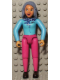 Minifig No: belvfemale54  Name: Belville Female - Sky Blue Top with Scarf and Spider Pattern, Magenta Legs, Sand Blue Hair