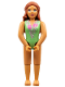 Minifig No: belvfemale55  Name: Belville Female - Medium Green Swimsuit with Seashells, Dark Orange Hair