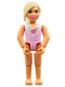 Minifig No: belvfemale56  Name: Belville Female - Pink Swimsuit with Seashell Pattern, Yellow Hair