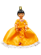 Minifig No: belvfemale57a  Name: Belville Female - Orange Top with Floral Garland with Butterfly and Ribbon Pattern and Orange Skirt, Crown (Rosita)