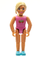 Minifig No: belvfemale65  Name: Belville Female - Light Yellow Hair, Pink Shirt with Strawberries Pattern