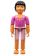Minifig No: belvfemale70  Name: Belville Female - Dark Pink Top with Shell decoration at neckline, Pink Shorts, Black Hair
