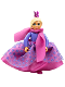 Minifig No: belvfemale74a  Name: Belville Female - Girl, Dark Purple Top, Magenta Shoes, Light Yellow Hair, Skirt, Scarf, Crown