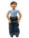 Minifig No: belvmale04a  Name: Belville Male  Blue Shorts, Blue Shirt with Buttons & Pocket Pattern, Black Hair, Pants