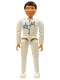 Minifig No: belvmale06  Name: Belville Male - Medic, White Pants, White Shirt with Badge, Pocket and 2 Pens, Black Hair