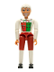 Minifig No: belvmale07  Name: Belville Male - King with White and Red Pants, Shirt Insignia, White Hair