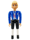 Minifig No: belvmale13  Name: Belville Male - White Shirt Blue Jacket with Purple Sash and Blue Bow, Black Breeches