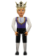 Minifig No: belvmale19a  Name: Belville Male - King - Black Pants, White Shirt, Dark Purple Vest with Gold Trim, Black Shoes, Light Yellow Hair, Crown