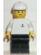Minifig No: boat003  Name: Boat Worker - Torso with Anchor, Black Legs, White Construction Helmet
