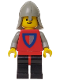 Minifig No: cas074  Name: Classic - Knight, Shield Red/Gray, Black Legs with Red Hips, Light Gray Neck-Protector