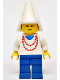 Minifig No: cas096  Name: Maiden with Necklace - Blue Legs, White Cone Hat