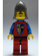 Minifig No: cas111a  Name: Crusader Axe - Red Legs with Black Hips, Dark Gray Neck-Protector, Blue Plastic Cape