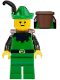 Minifig No: cas131a  Name: Forestman - Black, Green Hat, Black Feather, D-Basket
