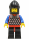 Minifig No: cas147  Name: Scale Mail - Red with Blue Arms, Black Legs with Red Hips, Black Chin-Guard