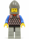 Minifig No: cas158  Name: Scale Mail - Red with Blue Arms, Light Gray Legs with Black Hips, Dark Gray Chin-Guard