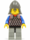 Minifig No: cas160  Name: Scale Mail - Red with Blue Arms, Light Gray Legs with Black Hips, Dark Gray Neck-Protector