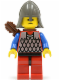 Minifig No: cas165a  Name: Scale Mail - Red with Blue Arms, Red Legs with Black Hips, Dark Gray Neck-Protector, Quiver