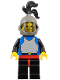 Minifig No: cas183  Name: Breastplate - Blue with Black Arms, Black Legs with Red Hips, Dark Gray Grille Helmet, Black Plume, Black Plastic Cape
