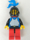 Minifig No: cas184  Name: Breastplate - Blue with Black Arms, Red Legs with Black Hips, Black Grille Helmet, Blue Plume, Red Plastic Cape