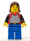 Minifig No: cas197  Name: Breastplate - Red with Black Arms, Blue Legs, Brown Female Hair (6041)