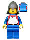 Minifig No: cas201  Name: Breastplate - Red with Blue Arms, Blue Legs, Dark Gray Neck-Protector, Blue Plastic Cape