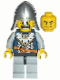 Minifig No: cas341  Name: Fantasy Era - Crown Knight Scale Mail with Crown, Helmet with Neck Protector, Dual Sided Head