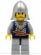 Minifig No: cas360  Name: Fantasy Era - Crown Knight Scale Mail with Crown, Helmet with Neck Protector, Black Messy Hair and Stubble