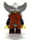 Minifig No: cas373  Name: Fantasy Era - Dwarf, Dark Orange Beard, Metallic Silver Helmet with Wings, Dark Blue Arms
