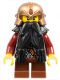Minifig No: cas391  Name: Fantasy Era - Dwarf, Black Beard, Copper Helmet with Studded Bands, Dark Red Arms