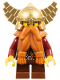 Minifig No: cas395  Name: Fantasy Era - Dwarf, Dark Orange Beard, Metallic Gold Helmet with Wings, Dark Red Arms