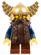 Minifig No: cas405  Name: Fantasy Era - Dwarf, Dark Brown Beard, Metallic Gold Helmet with Wings, Dark Blue Arms