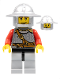 Minifig No: cas496  Name: Kingdoms - Lion Knight Scale Mail with Chest Strap and Belt, Helmet with Broad Brim, Eyebrows and Goatee