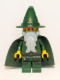 Minifig No: cas509  Name: Kingdoms - Dark Green Wizard, Light Bluish Gray Beard, Cape (Chess King)