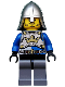 Minifig No: cas516  Name: Castle - King's Knight Breastplate with Crown and Chain Belt, Helmet with Neck Protector, Closed Grin with Stubble