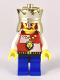 Minifig No: cas552  Name: Royal Knights - King, Chrome Gold Crown, Lion Crest, Black Hips, Blue Legs