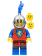 Minifig No: cas567  Name: Lion Knight - Female, Flat Silver Helmet with Fixed Grille, Blue Plume