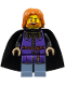 Minifig No: cas588  Name: Queen's Tax Collector - Dark Purple Surcoat, Sand Blue Legs, Black Cape, Dark Orange Hair