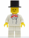 Minifig No: chef003  Name: Chef - White Legs, Standard Grin, Black Top Hat