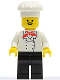 Minifig No: chef007b  Name: Chef - Black Legs, Moustache (Reissue)